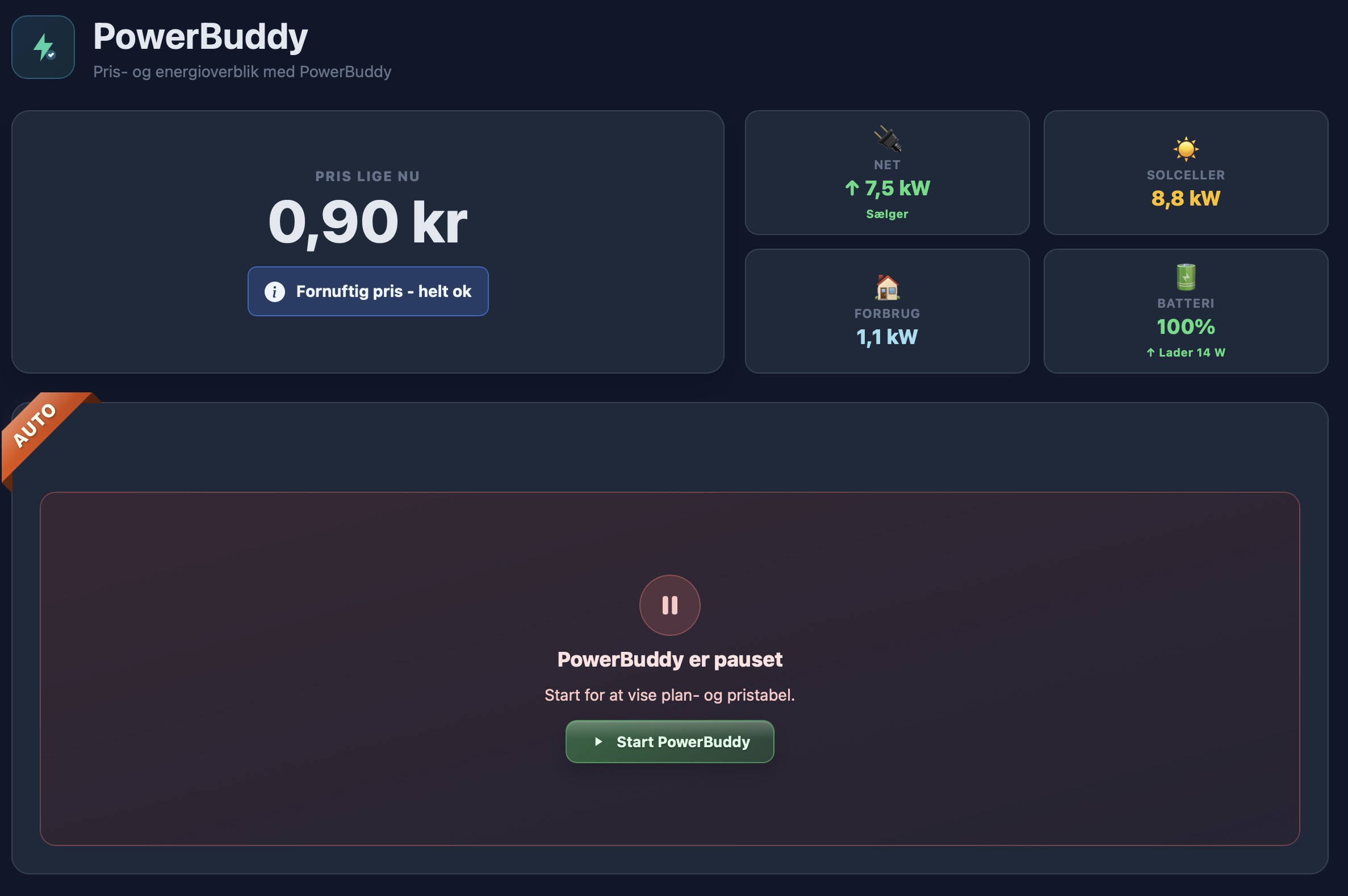 PowerBuddy pause status